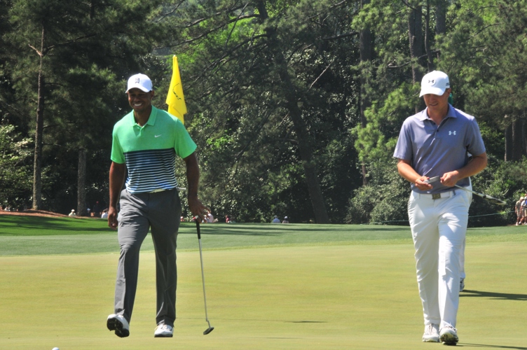 Tiger Woods and Jordan  Spieth practice round Augusta