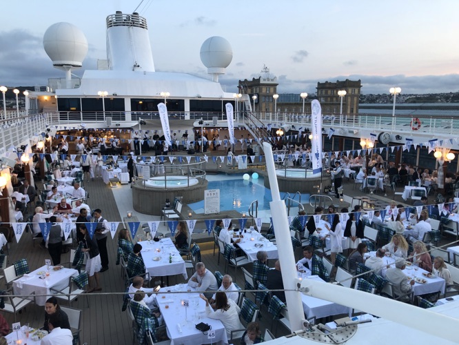 White night pool party on Azamara Pursuit during her launch