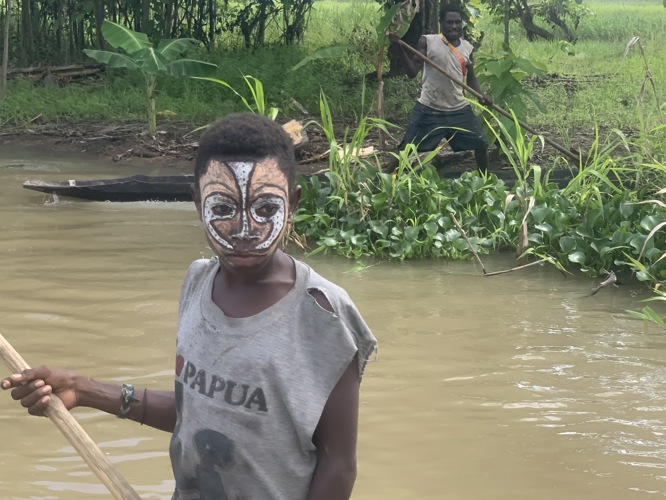 Tribe member of the stilt people that live on the water