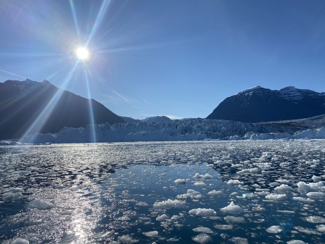 Among the ice in Scoresbysund Greenland on a prefect sunny day