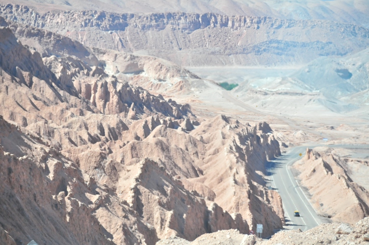 The road into San Pedro winds through the mountain range