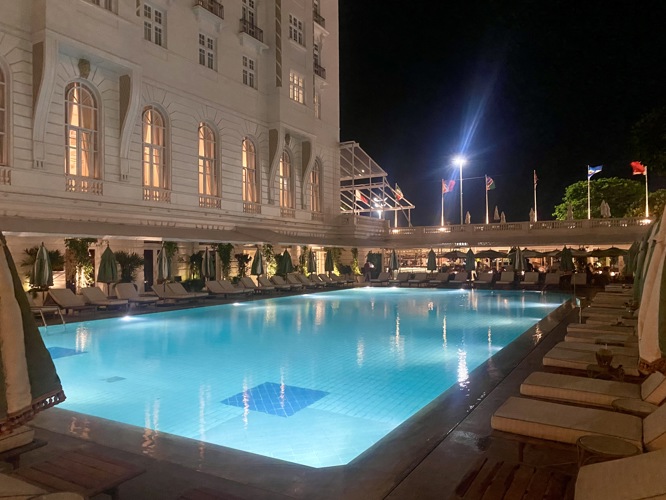Belmond Rio pool in the evening, looks so inviting.