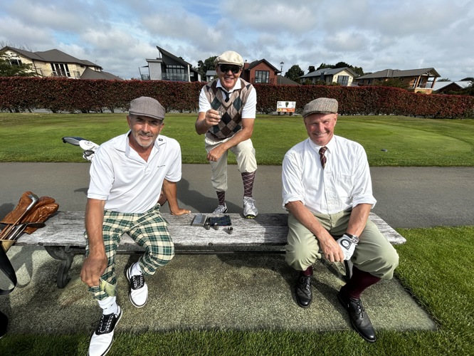 Enjoying a whiskey on the 17th hole at Christchurch Golf Club