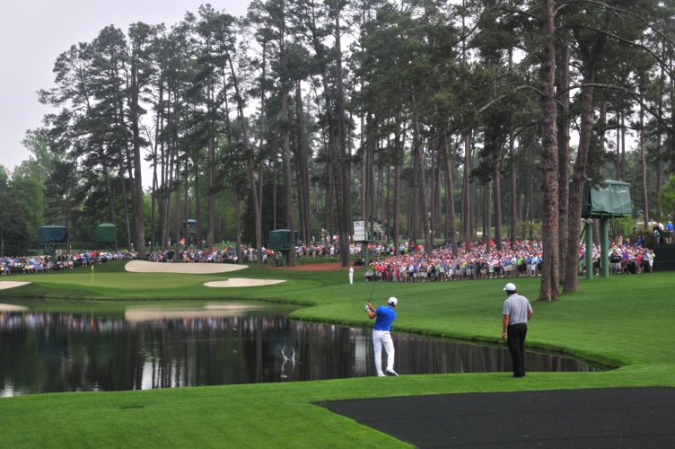 Ricky and Phil on the 16th skipping balls!