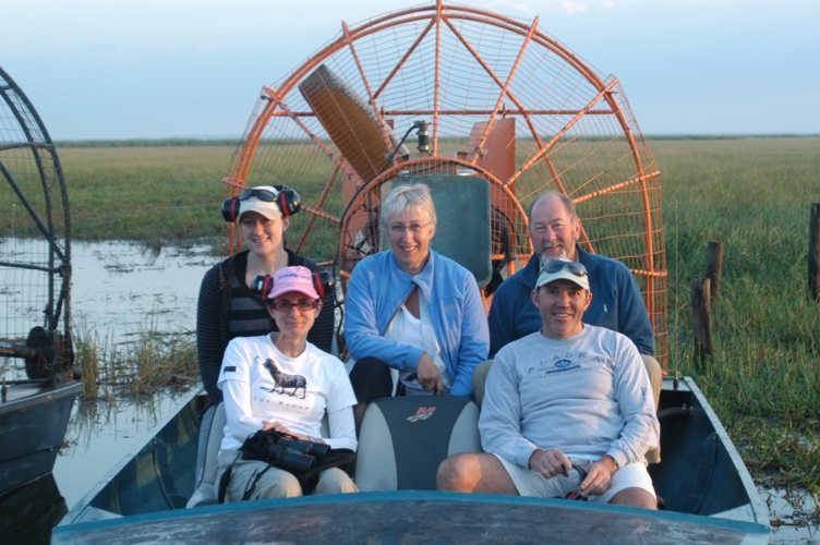 Us and a family from UK about to take off in an air boat