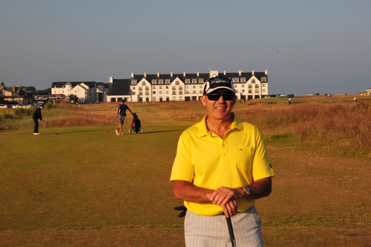 Carnoustie club and hotel in the back ground