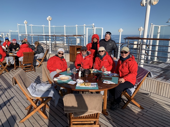 Lunch in the sun but still freezing