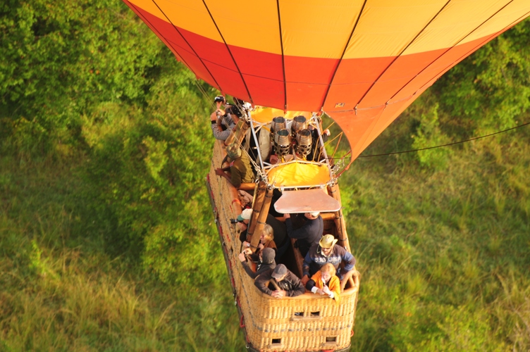 Great photo from above of a hot air balloon in the Mara Kenya