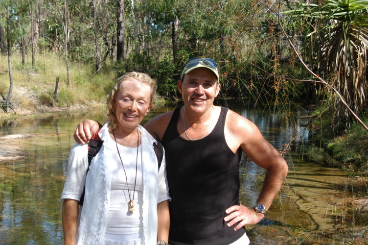 Blanche and I cooling off