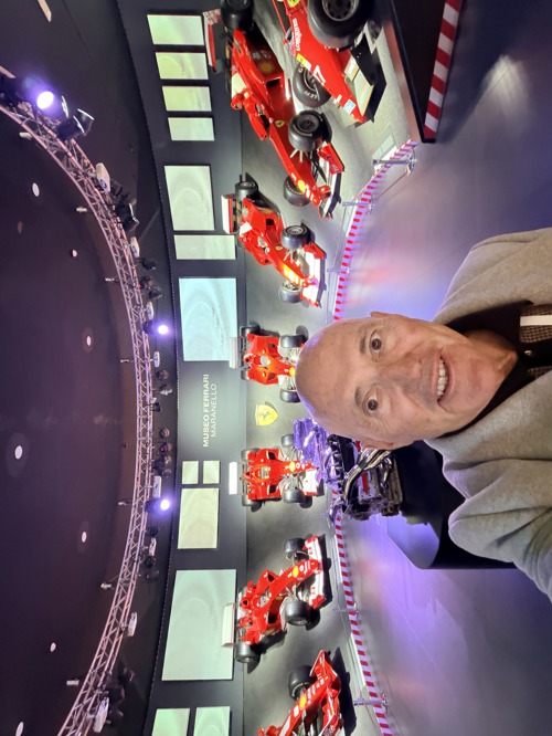 Surrounded by Ferrari F1 cars